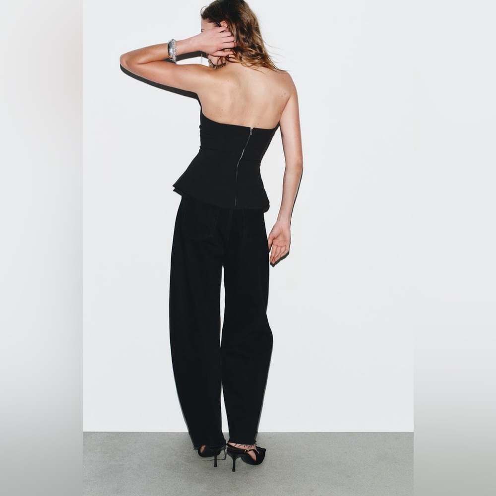 ZARA STRAPLESS TOP WITH RHINESTONES IN BLACK - Picture 6 of 17